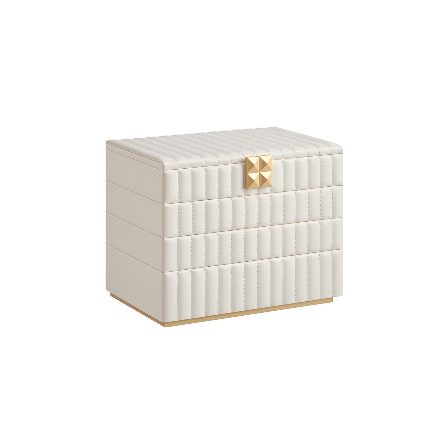 Joyero, Caja, Joyero Organizador, con Espejo, Organizador Joyero 4 Capas, Superficie PU con Costuras, Blanco Nube, SONGMICS, 2