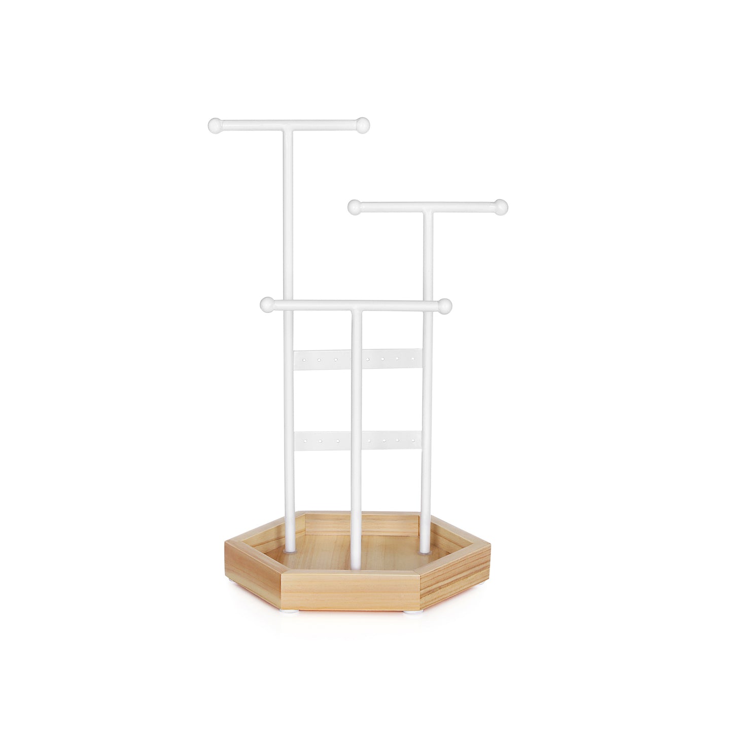 Joyero Organizador, Joyero, Soporte de Joyas, 4 Zonas Independientes, de Metal, Blanco y Natural, SONGMICS, 2
