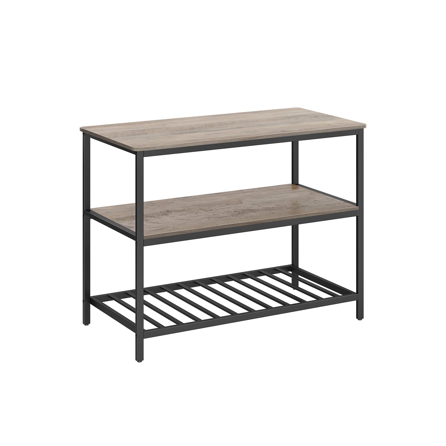 Isla Cocina, con 3 estantes, Mesa auxiliar Cocina, Estanteria Cocina, con encimera grande 120 cm, Gris y Negro, Vasagle, 2