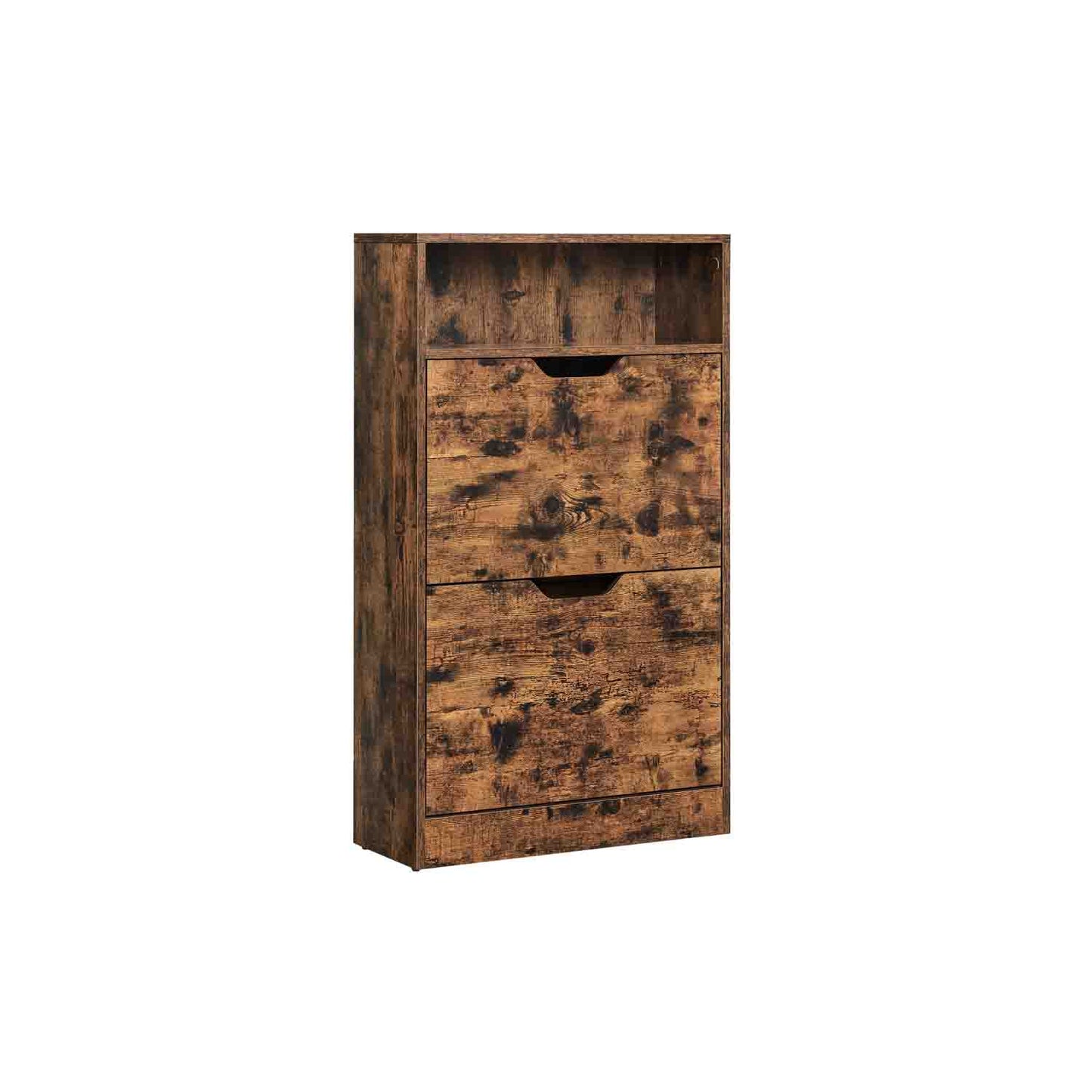 Zapatero, Mueble Zapatero, 8 a 12 Pares, Armario Zapatero, Zapatero Alto, 2 Puertas batientes, Marrón Rústico, VASAGLE, 8