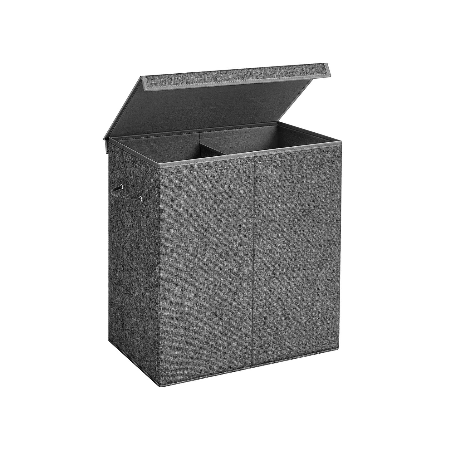 Cesto de Ropa Sucia, 142 L, Cesto Ropa Plegable, 2 compartimentos, con Tapa magnética, bolsa interna extraíble, Gris, SONGMICS, 2