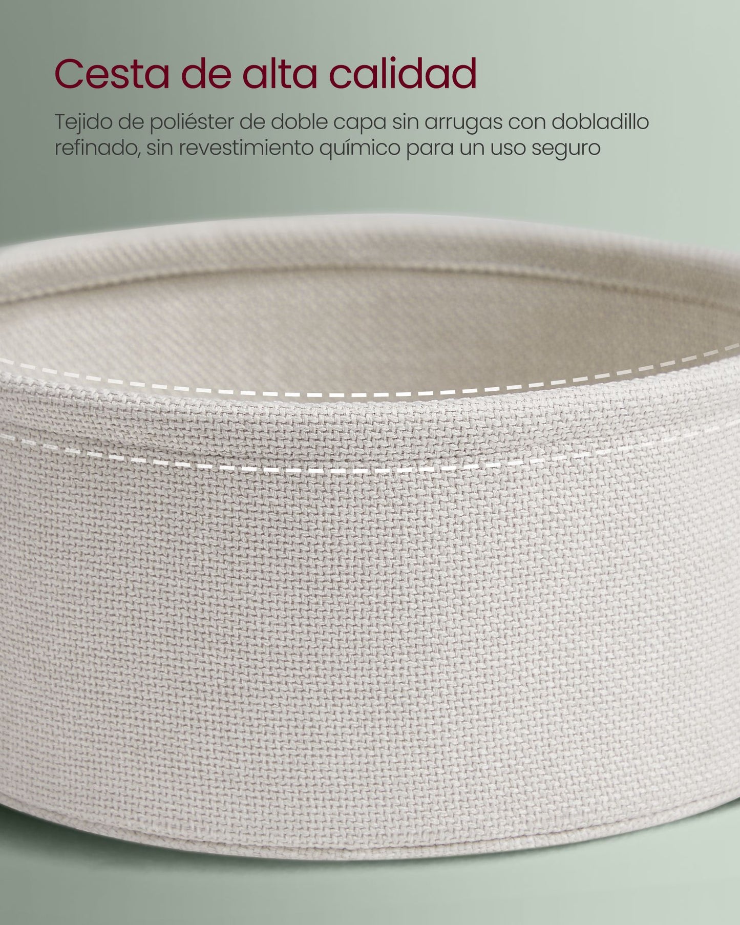 Mesa auxiliar, Mesa de Centro Redonda, Mesita de noche, con Tomas de Corriente, Cesta de Tela, Verde Blanco, VASAGLE, 7