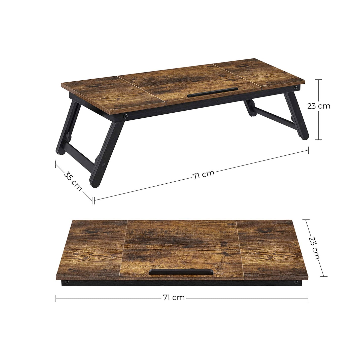 Soporte para Portatil, Escritorio Plegable, para Cama o sofá, para Pantallas de hasta 14,3 Pulgadas, Marrón Rústico, Vasagle, 7