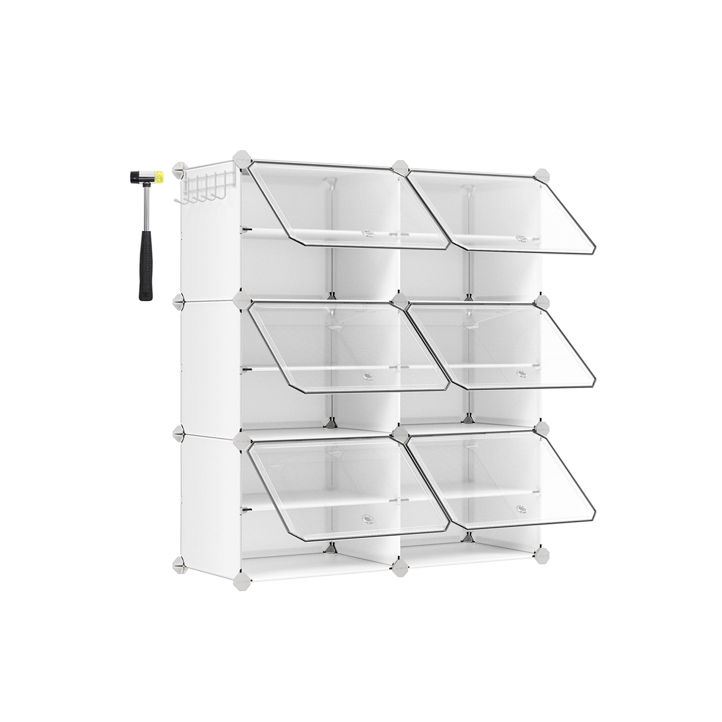 Zapatero Recibidor, Mueble Zapatero, Armario Zapatero, 6 Compartimentos, con Puerta, Blanco, SONGMICS, 3