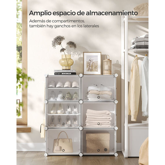 Zapatero Recibidor, Mueble Zapatero, Armario Zapatero, 6 Compartimentos, con Puerta, Blanco, SONGMICS, 5