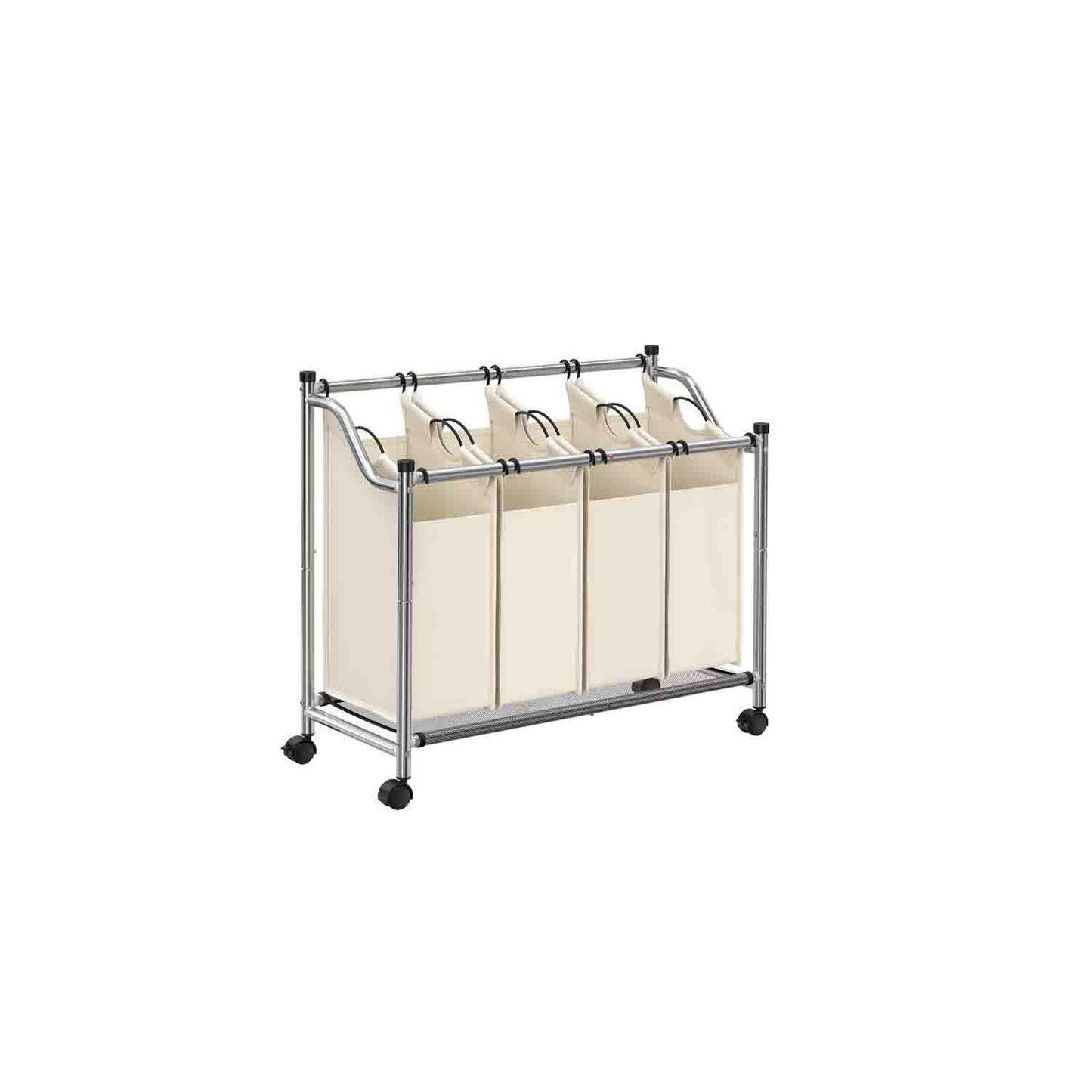 Cesto de Ropa Sucia, 4 x 35 L, Mueble Ropa Sucia, con Ruedas, 4 Bolsas Extraíbles, Cesta Ropa, Gris, SONGMICS, 2