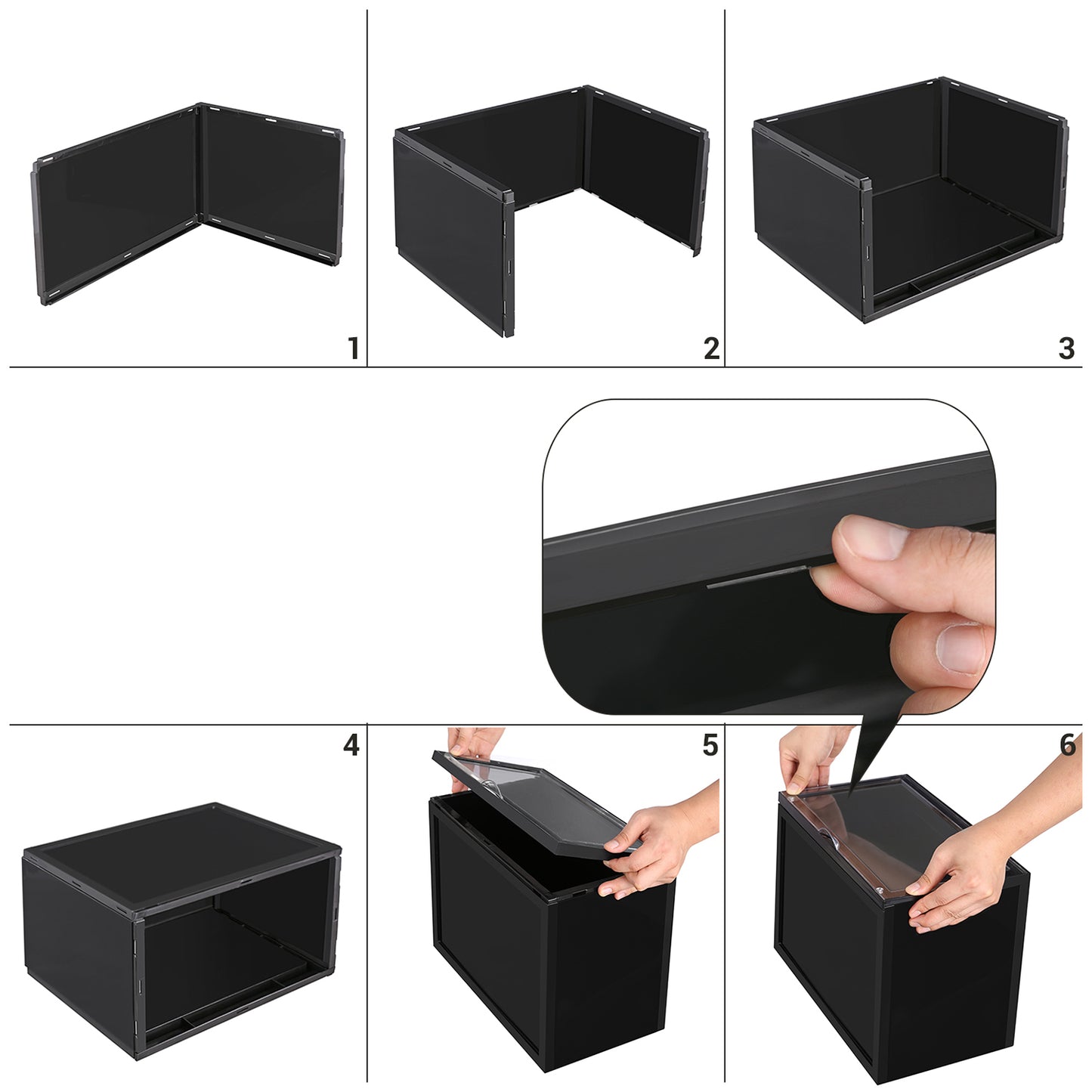 Cajas para Zapatos, Juego de 6, cajas Organizador de Zapatos, Plegable y Apilable, hasta 46, Negr, SONGMICS, 7