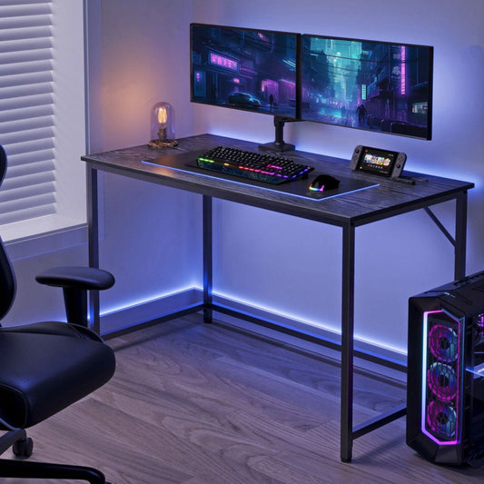 Escritorio Pequeño, Mesa Ordenador, Escritorio, Mesa Oficina, 60 x 120 x 76 cm, Estructura Metal, Negro, Vasagle, 1