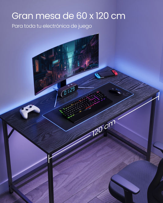 Escritorio Pequeño, Mesa Ordenador, Escritorio, Mesa Oficina, 60 x 120 x 76 cm, Estructura Metal, Negro, Vasagle, 4