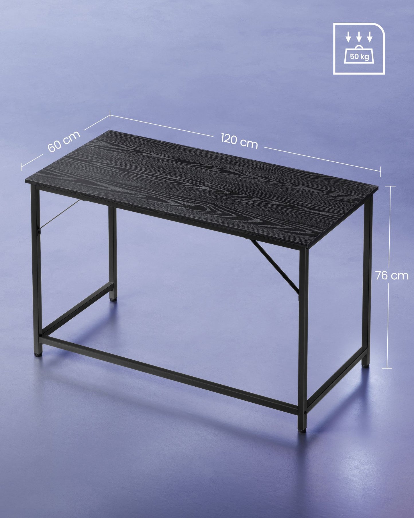 Escritorio Pequeño, Mesa Ordenador, Escritorio, Mesa Oficina, 60 x 120 x 76 cm, Estructura Metal, Negro, Vasagle, 5