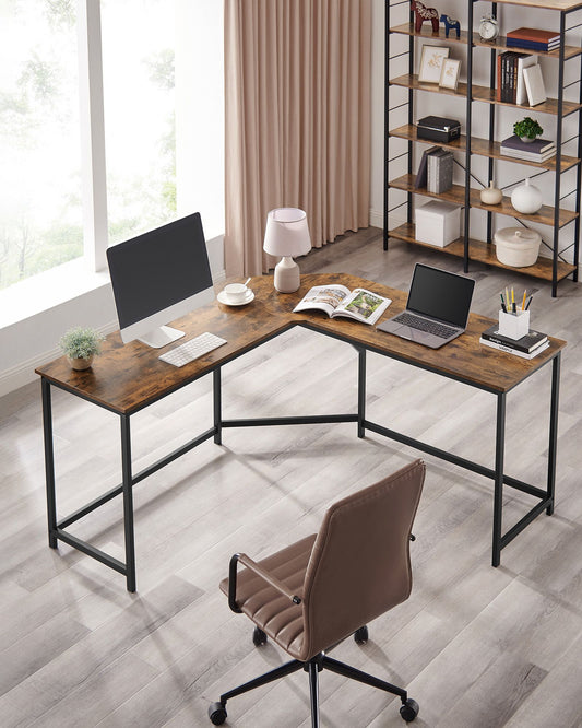 Escritorio Esquinero, Mesa Escritorio, Mesa Ordenador, Mesa Oficina, 149 x 149 x 76 cm, Oficina en Casa, Marrón Negro, VASAGLE, 2