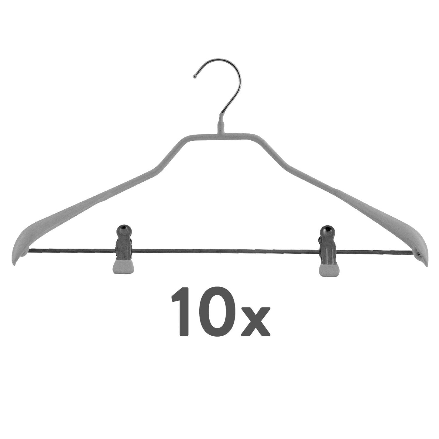 MAWA Bodyform LK - Percha Universal, 10 piezas, con Barra de Clip, ancho 42 cm, Gancho Giratorio, MAWA Bodyform LK - Plata