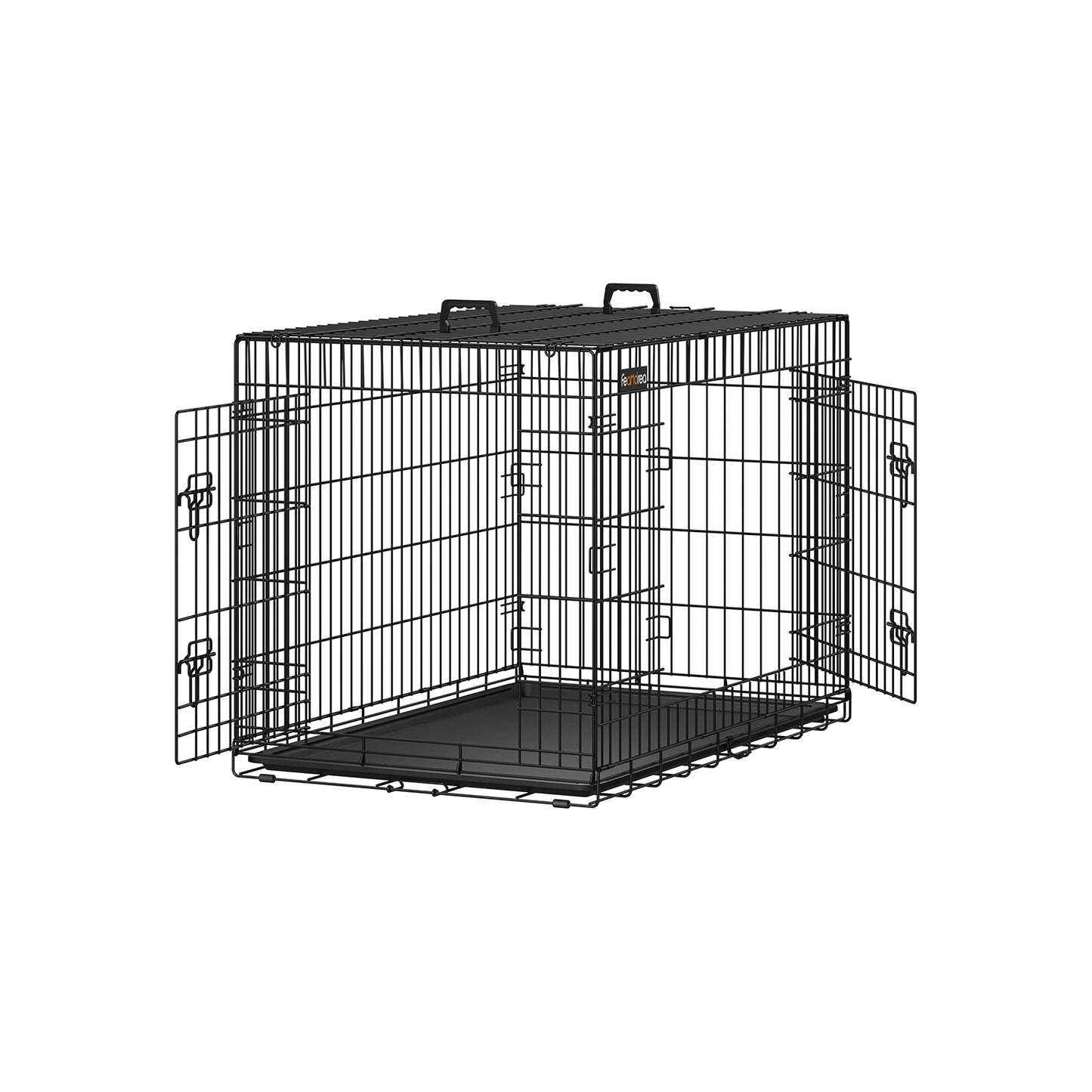 Jaula perro Grande, Jaula para Perros, Plegable, 2 Puertas, Bandeja Extraíble, Cerraduras Dobles, XL, Negro, Feandrea, 2