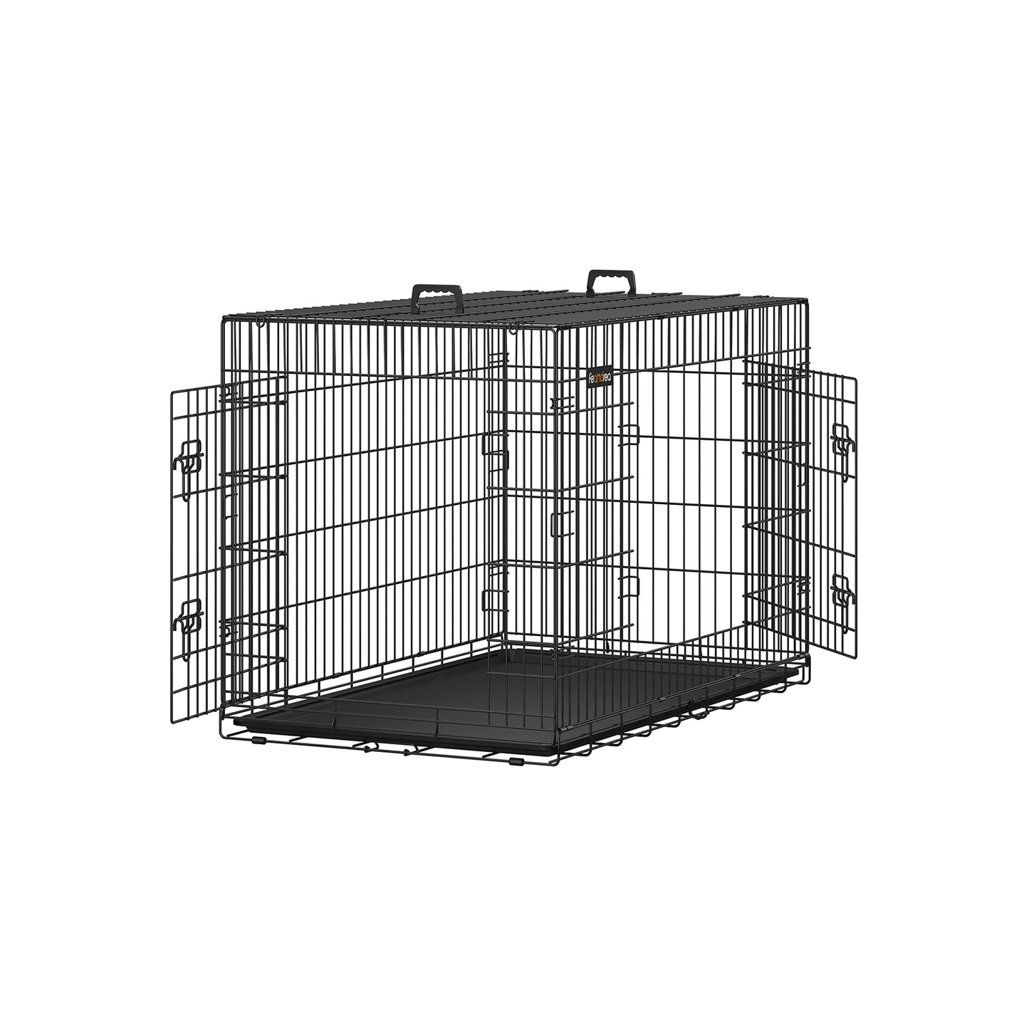 Jaula perro Grande, Jaula para Perros, Plegable, 2 Puertas, Bandeja Extraíble, Cerraduras Dobles, XXL, Negro, Feandrea, 2