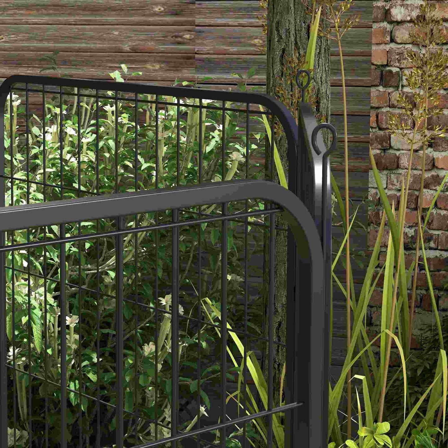 Parque para perros, 8 Paneles 79 x 100cm Corralito para Perros con Puerta y Doble Pestillo Metálicos Negro, PawHut, 3