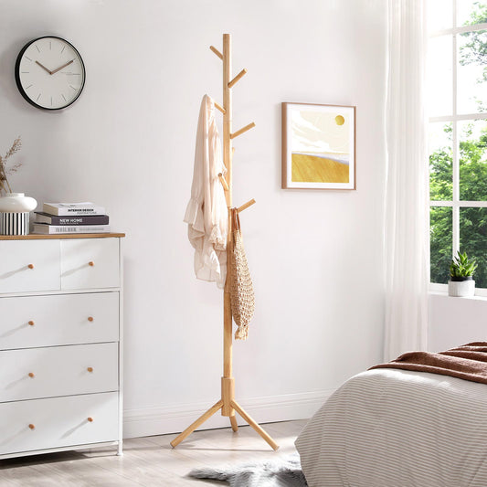 Perchero, Perchero de pie madera, Ganchos, 3 Alturas Ajustables, para Ropa, Sombrero y Bolso, Nogal Oscuro, VASAGLE, 4