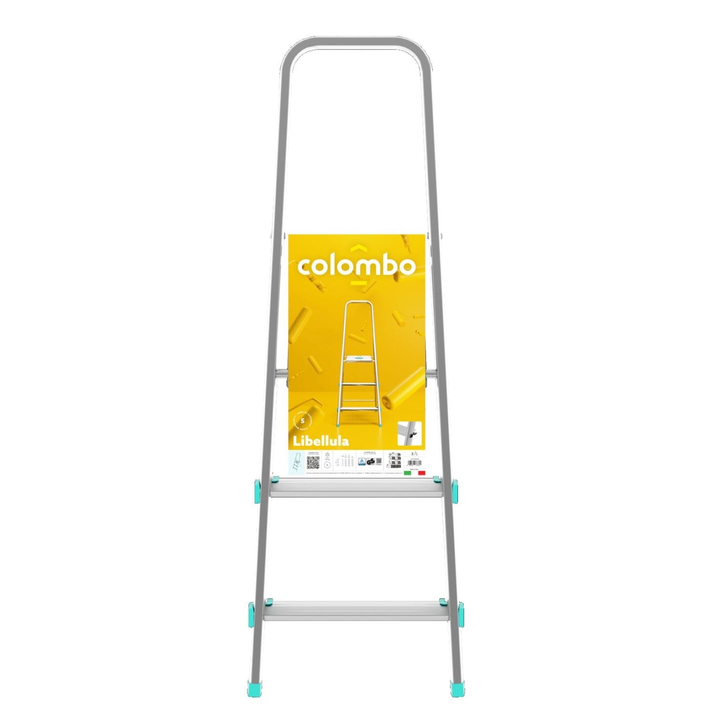 Escaleras de aluminio, Escalera 3 peldaños, Escalera plegable, Altura 61 cm, Carga máxima 150 kg, Aluminio, Colombo LIBELLULA , 5