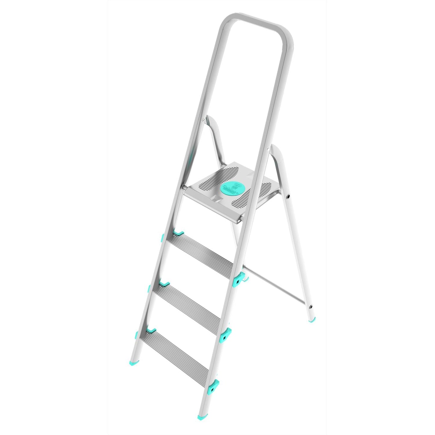 Escaleras de aluminio, Escalera 4 peldaños, Escalera plegable, Altura 84 cm, Carga máxima 150 kg, Aluminio, Colombo LIBELLULA , 1