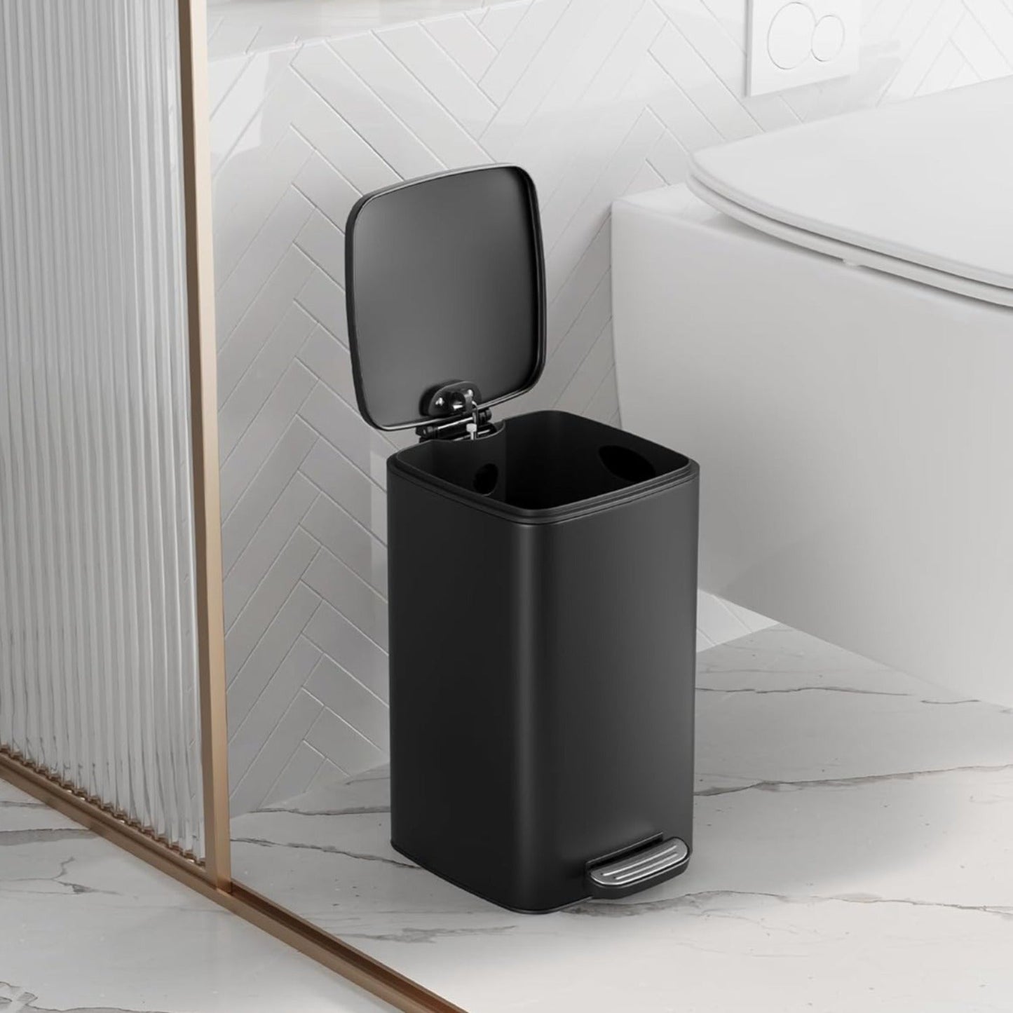 Cubo de Basura, de Baño, 8 L, Cubo basura cocina, con Pedal, para Espacios Pequeños, con Tapa de Cierre Suave, SONGMICS
