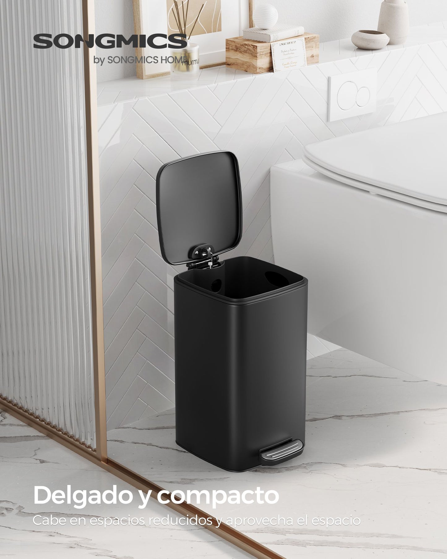 Cubo de Basura, de Baño, 8 L, Cubo basura cocina, con Pedal, para Espacios Pequeños, con Tapa de Cierre Suave, SONGMICS, 5