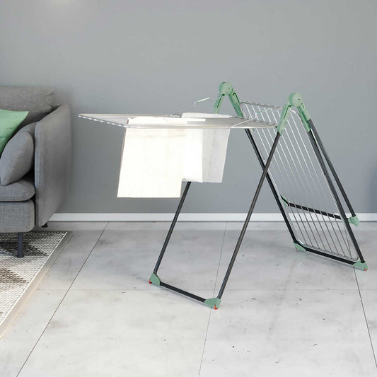 Tendedero de Ropa Plegable con Alas y Barra de Ropa Integrada con Ruedas, Elegido Producto del Año 2015, Hecho en Italia