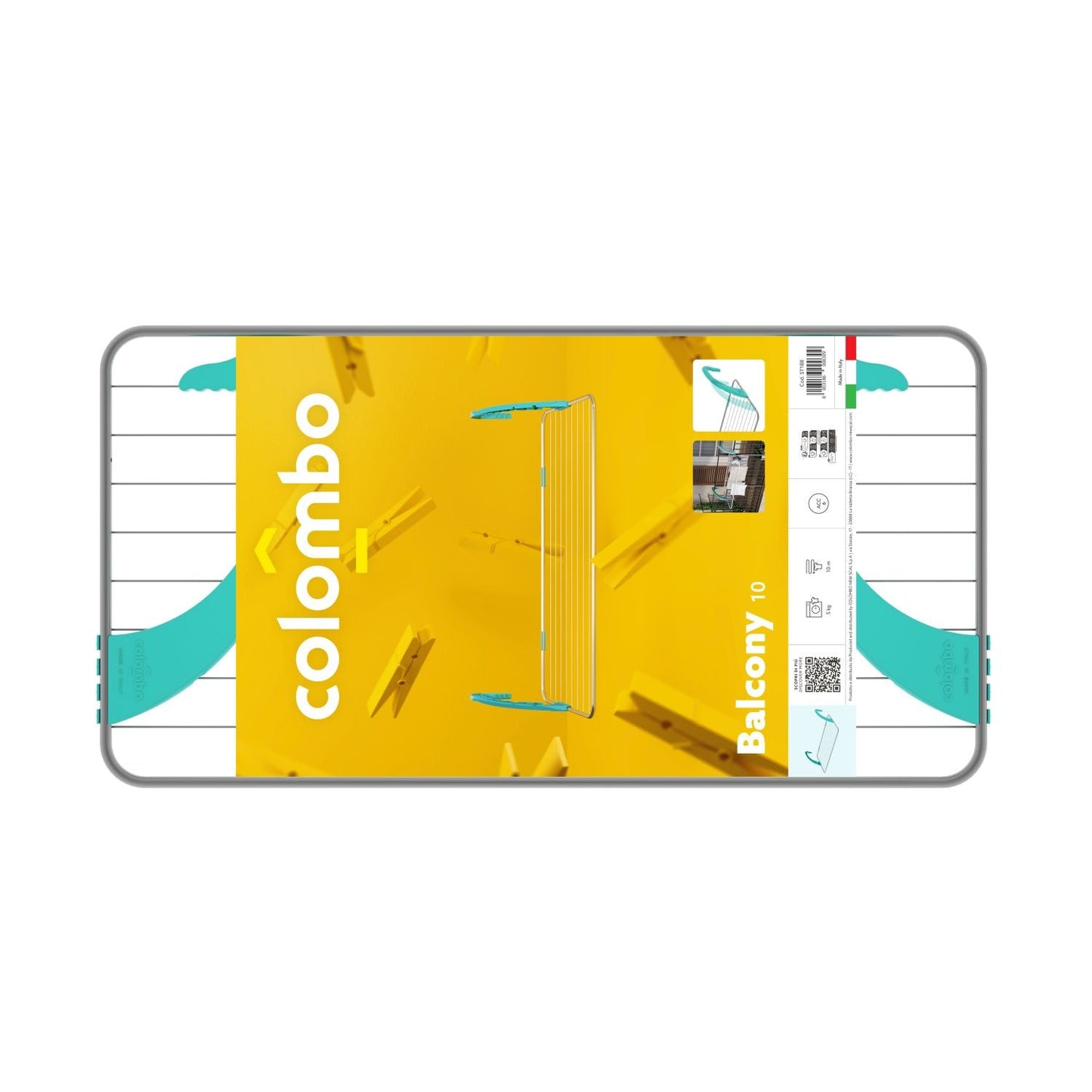 Tendedero, Tendedero balcon, Longitud de secado 10m, Tendedero plegable, Capacidad de lavado 5kg, Colombo BALCONY 10 , 3