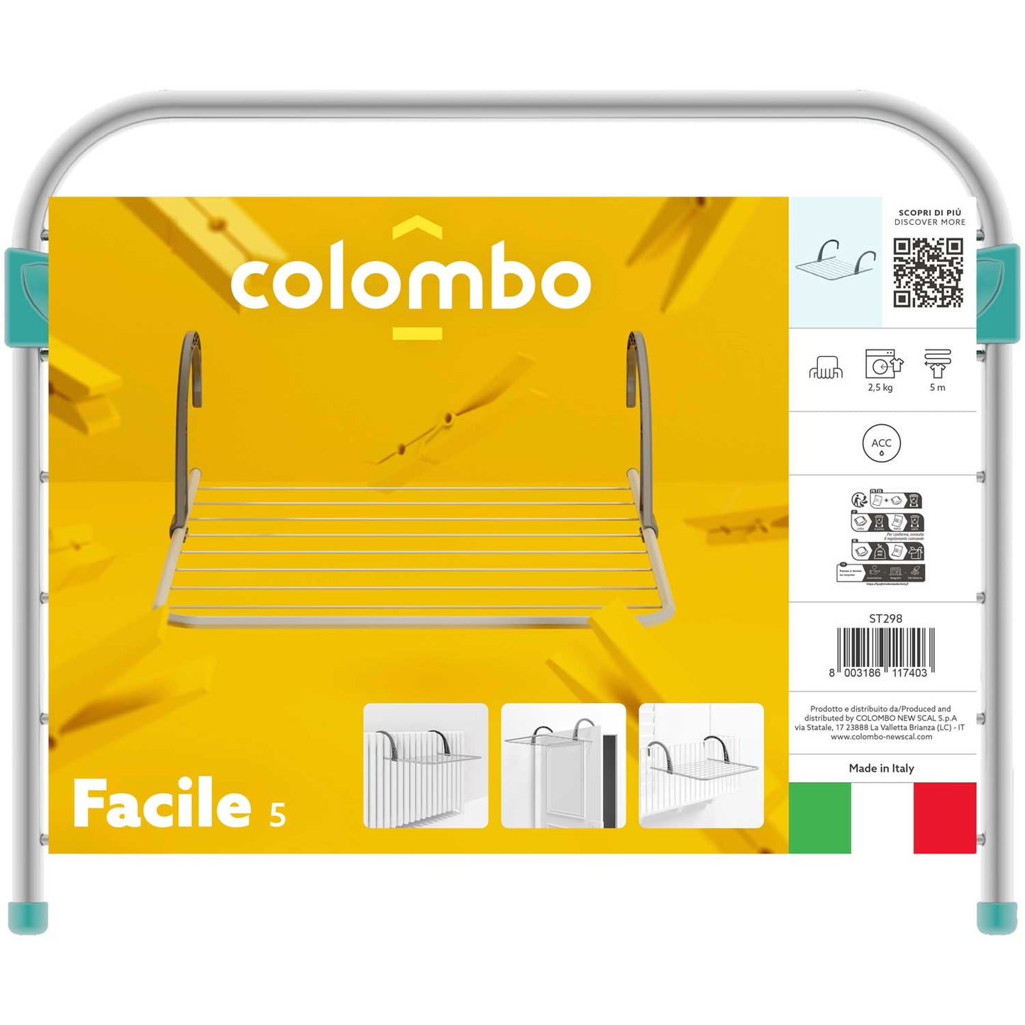 Tendedero de ropa con radiador, 5 m