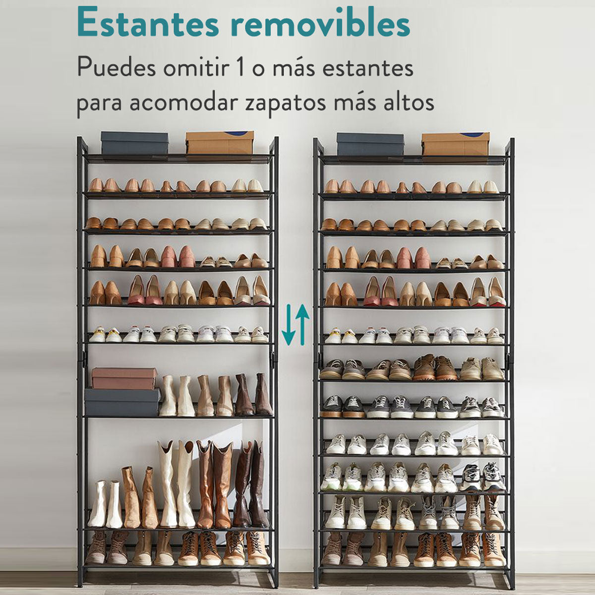 Zapatero, Zapatero Estanteria, de 12 Niveles, Juego de 2 Zapateros Apilables, Zapatero Alto y Estrecho, SONGMICS, 4
