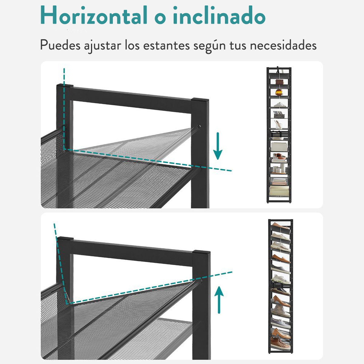 Zapatero, Zapatero Estanteria, de 12 Niveles, Juego de 2 Zapateros Apilables, Zapatero Alto y Estrecho, SONGMICS, 6