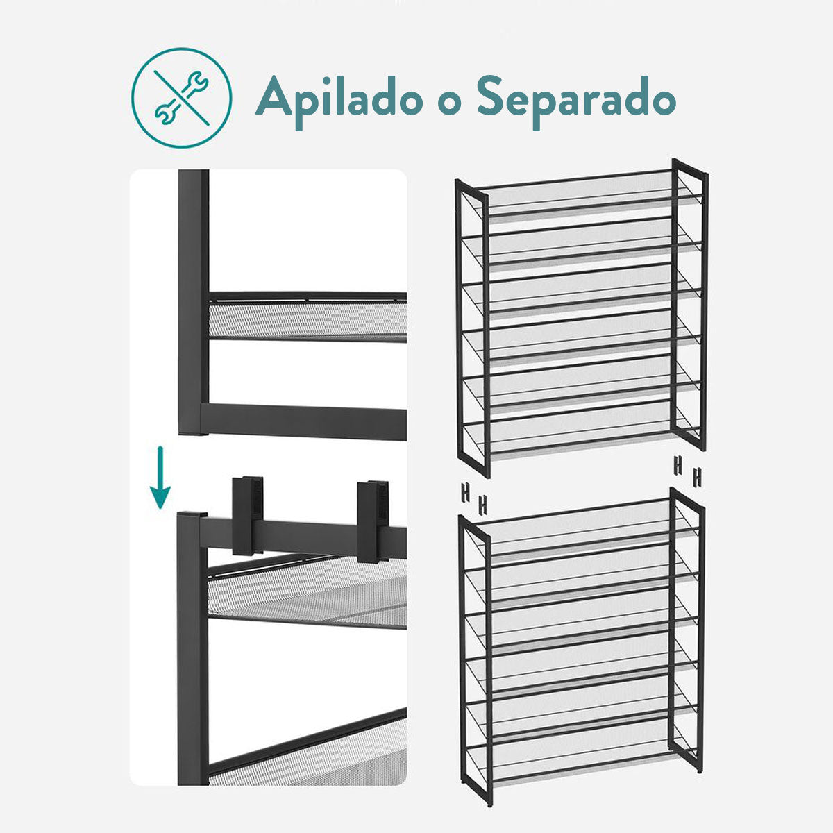 Zapatero, Zapatero Estanteria, de 12 Niveles, Juego de 2 Zapateros Apilables, Zapatero Alto y Estrecho, SONGMICS, 5