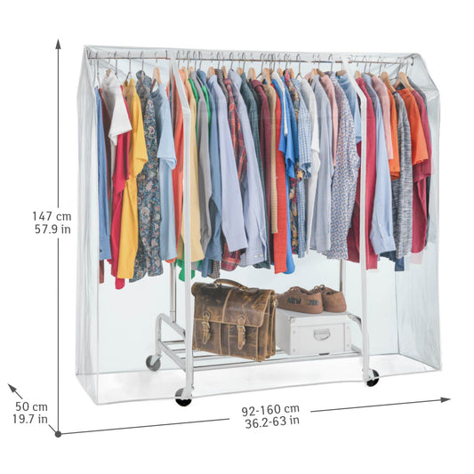 Burro Ropa Resistente con Funda, Carga 100 kg, Perchero con Ruedas y Zapatero, Acero Cromado, Tatkraft Tiger & Defender, 1