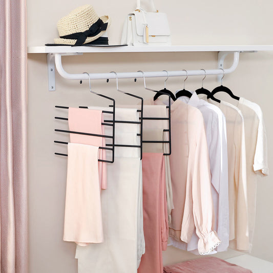 Percha Pantalones, Paquete de 4, Resistente con 5 Barras, Percha Abierta, Ahorra Espacio, Negro, Songmics, 2