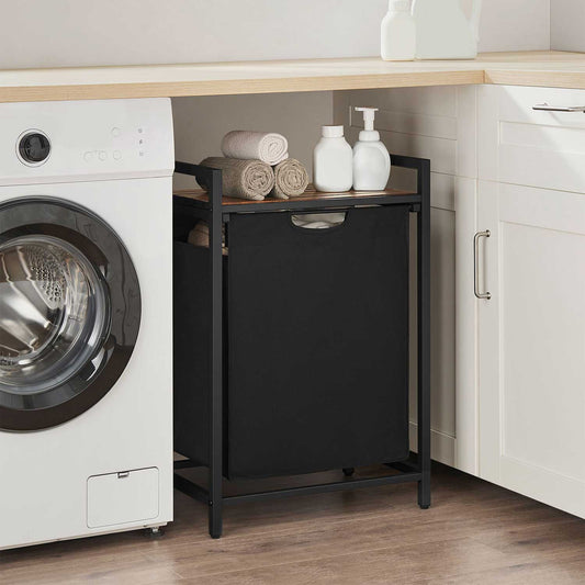 Mueble Cesto Ropa Sucia, 65 L, Mueble Ropa Sucia, Cesto para Ropa Sucia, Marrón y Negro, VASAGLE, 2