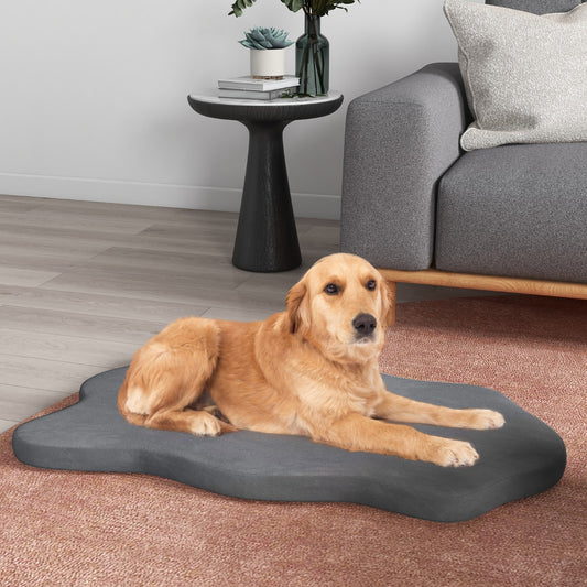 Cama Perro, Cama Perro Grande, 110cm, Soporte de Espuma, Cama para Perros, Viscoelástica Colchoneta Impermeable, Gris, Costway, 2