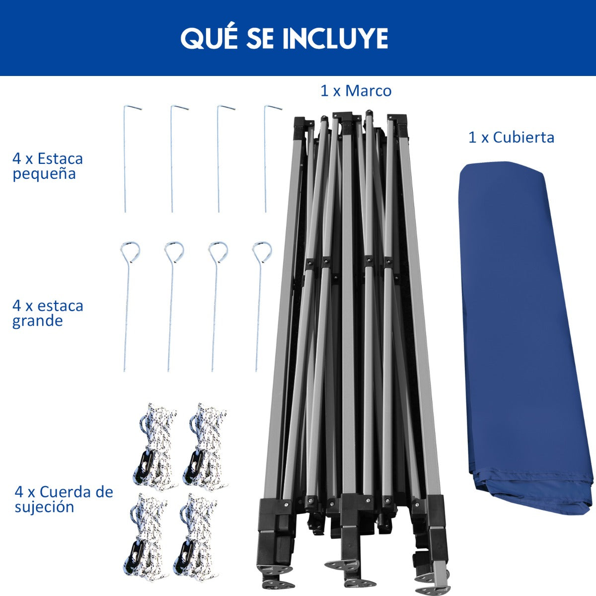 Pergola, Carpa plegable 3x3, Gazebo, Pergola Jardin, Alturas Ajustables, Toldo Portátil Impermeable, Azul, Costway, 5