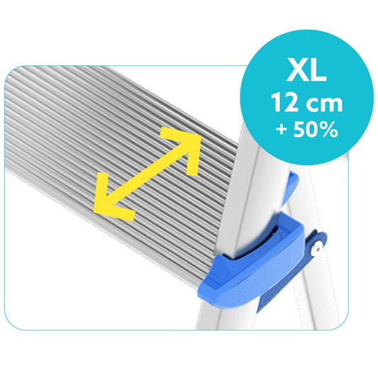 Escaleras de aluminio, 7 peldaños, plegable, peldaño extra grande 12cm, con bandeja de almacenamiento, carga 150 kg, Colombo ATLANTICA , 2