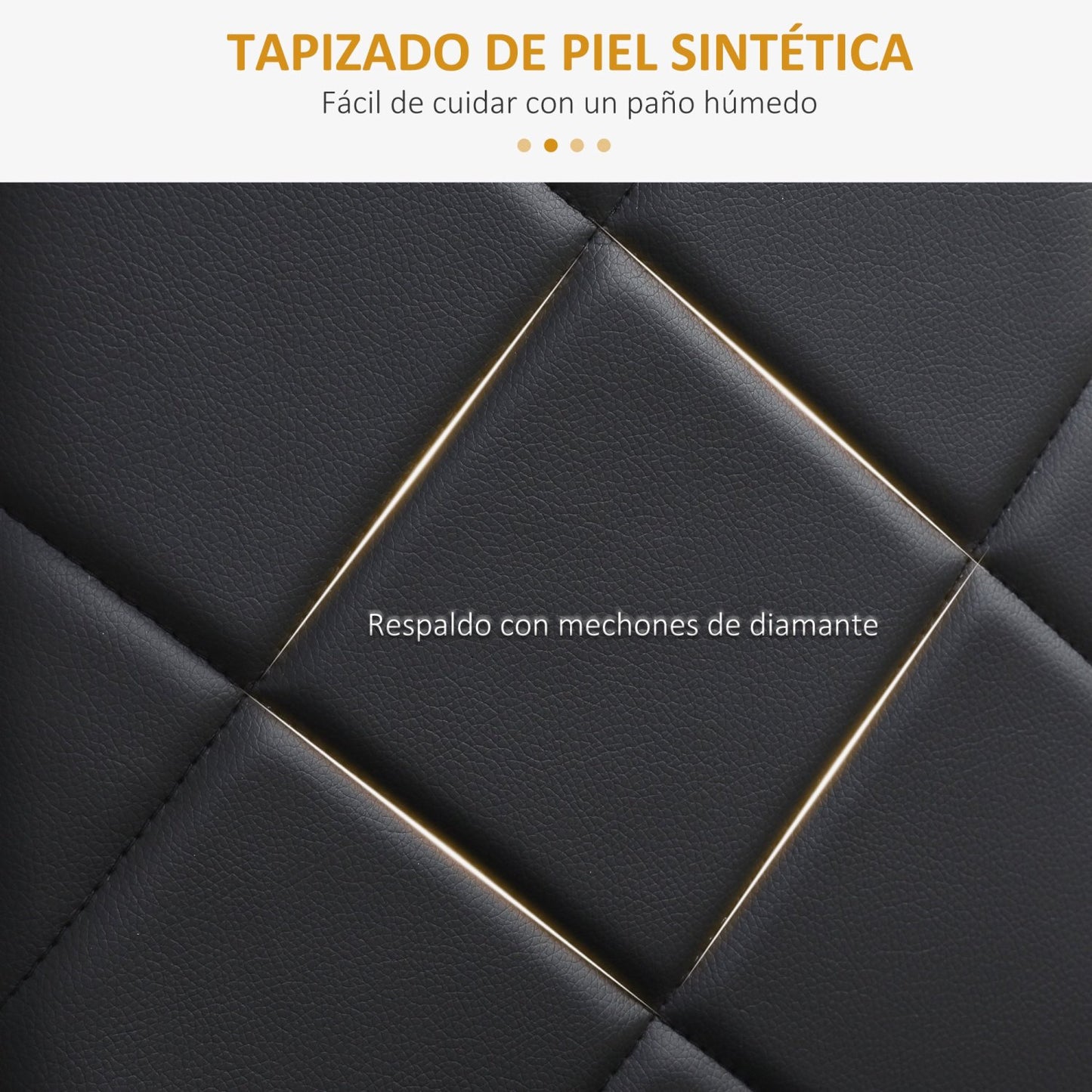 Sillas de Cocina, Juego de 4, Sillas Comedor, Sillas Tapizadas, de Piel Sintética con Patas de Acero Carga 120 kg Negro, HOMCOM, 5
