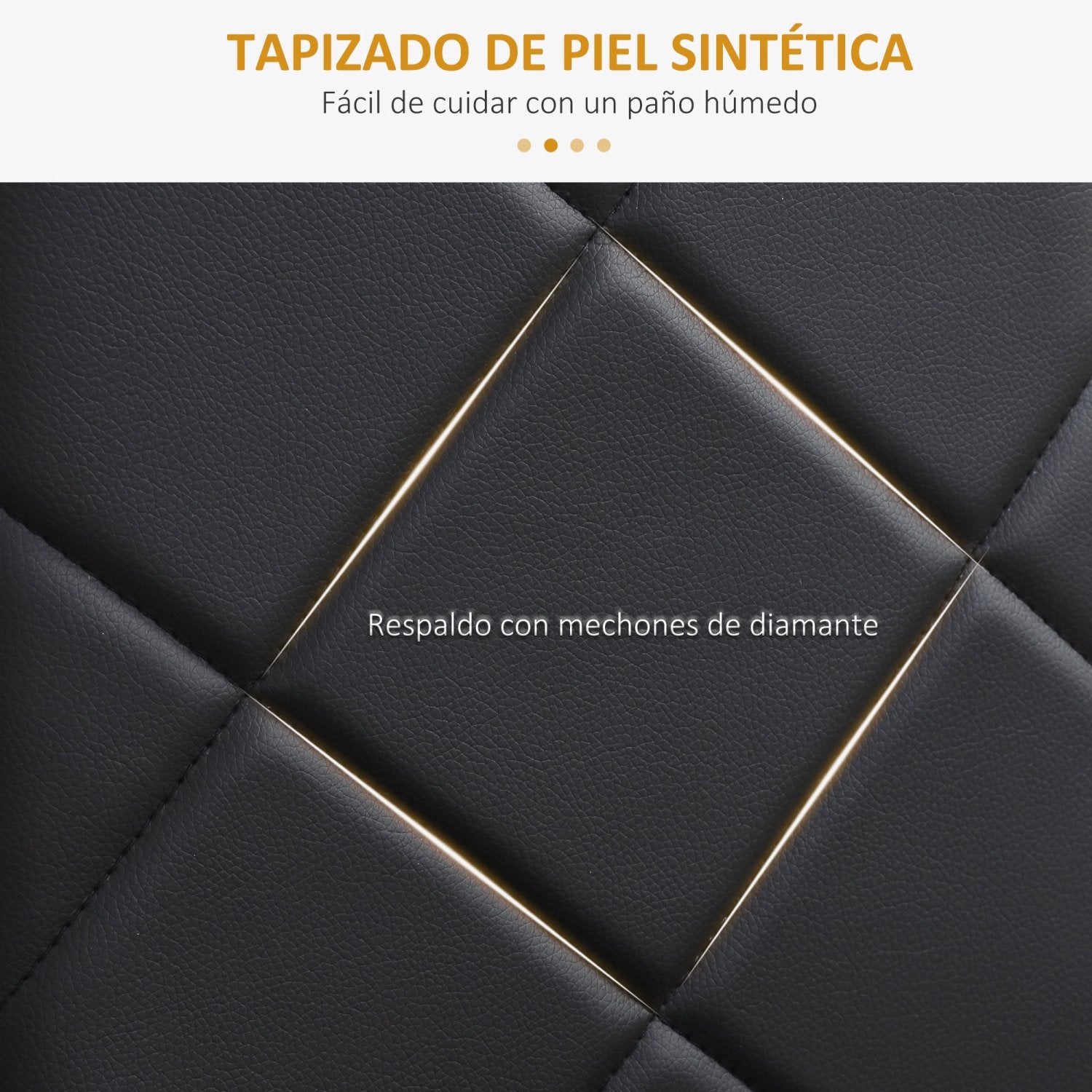 Sillas de Cocina, Juego de 4, Sillas Comedor, Sillas Tapizadas, de Piel Sintética con Patas de Acero Carga 120 kg Negro, HOMCOM, 5