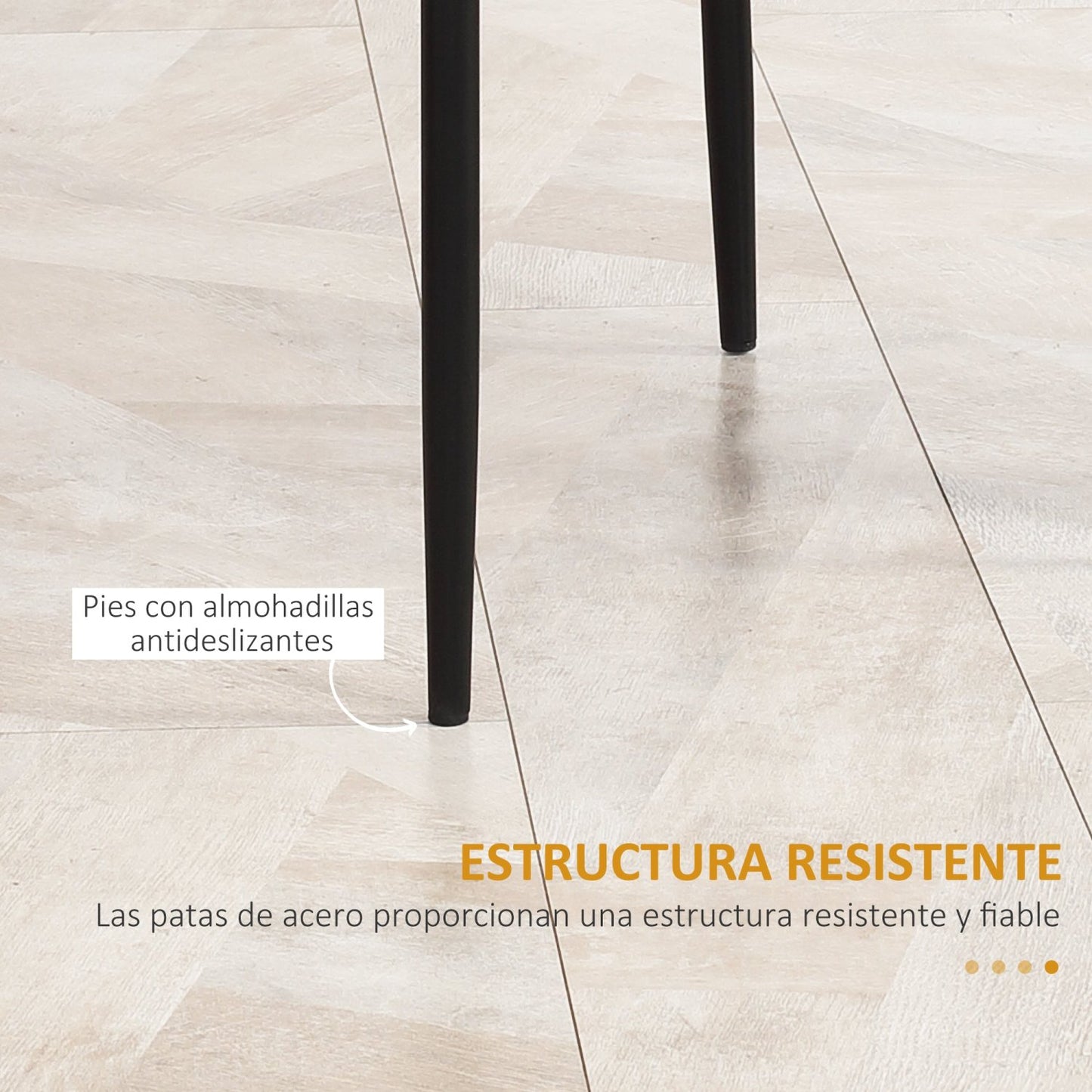 Sillas de Cocina, Juego de 4, Sillas Comedor, Sillas Tapizadas, de Piel Sintética con Patas de Acero Carga 120 kg Negro, HOMCOM, 7