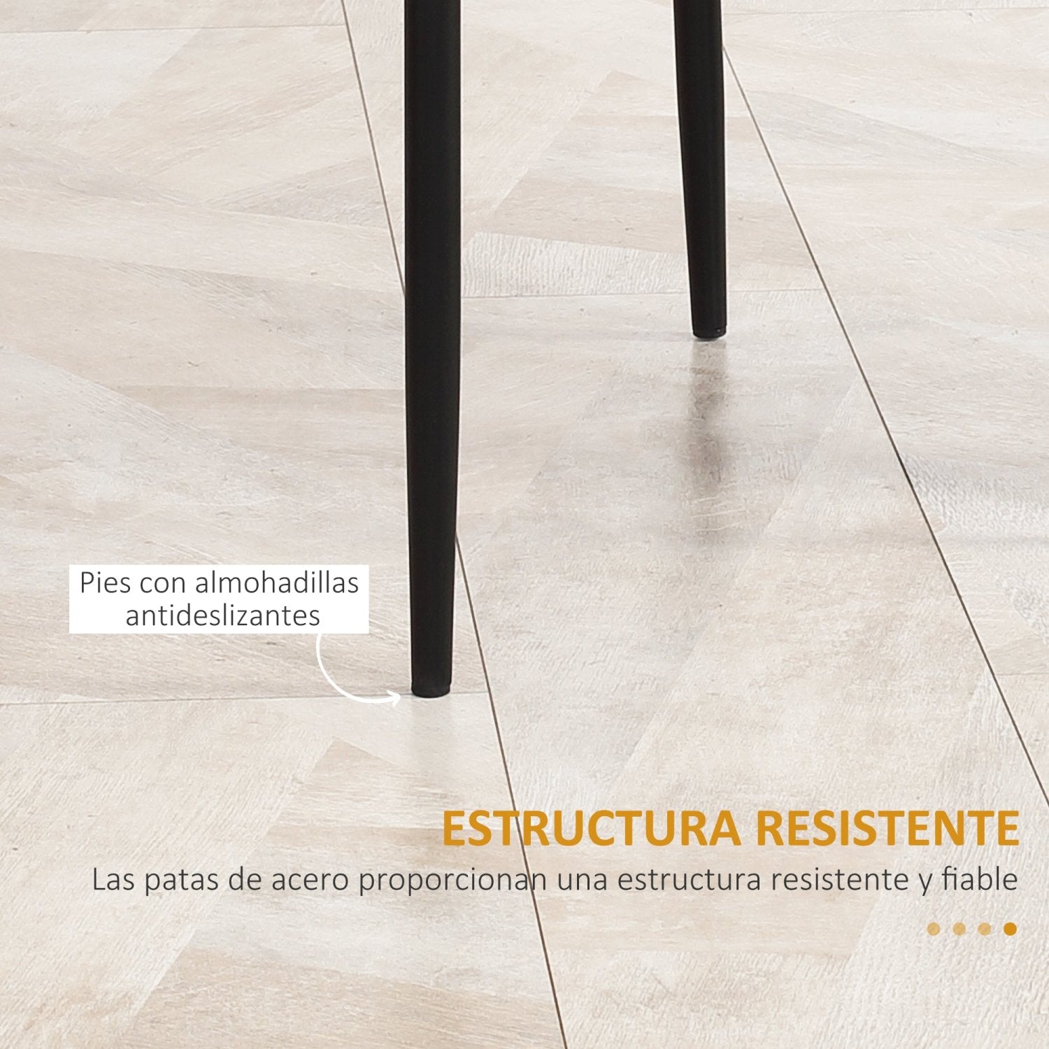 Sillas de Cocina, Juego de 4, Sillas Comedor, Sillas Tapizadas, de Piel Sintética con Patas de Acero Carga 120 kg Negro, HOMCOM, 7