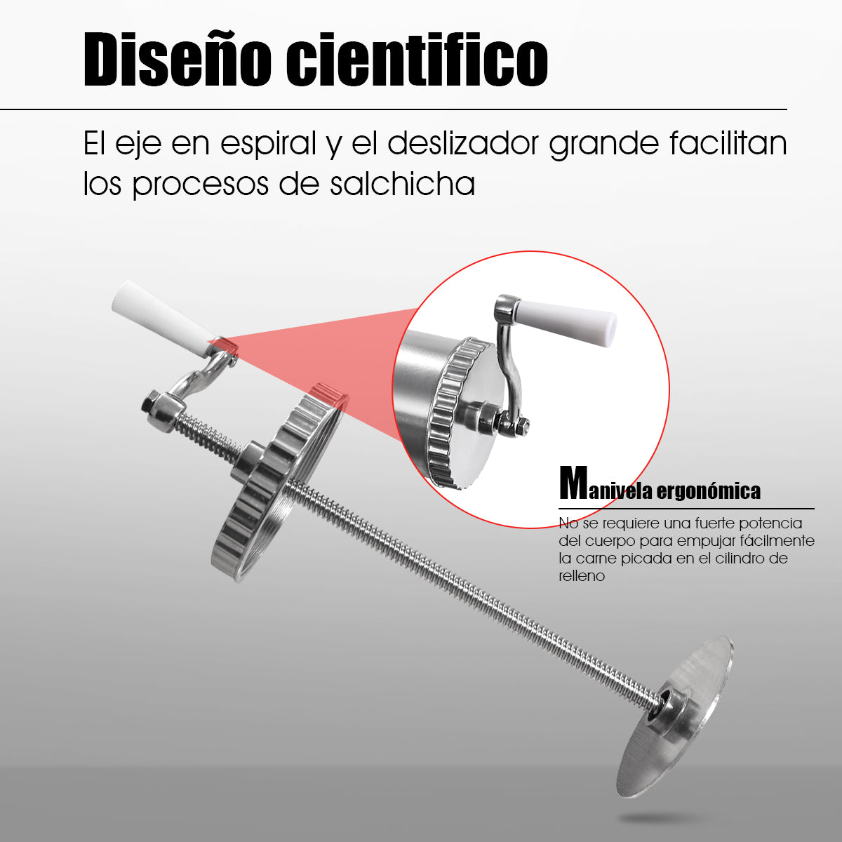 Embutidora manual, 3L, Embutidora de Salchichas Manual, Aluminio, Ventosa de Sujeción, 3 tubos de distintos grosores, Costway, 6
