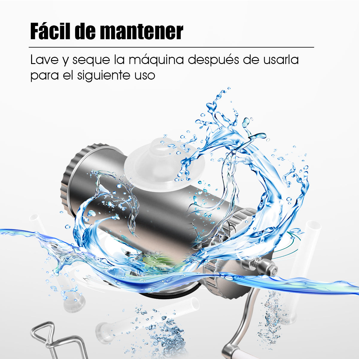 Embutidora manual, 3L, Embutidora de Salchichas Manual, Aluminio, Ventosa de Sujeción, 3 tubos de distintos grosores, Costway, 7