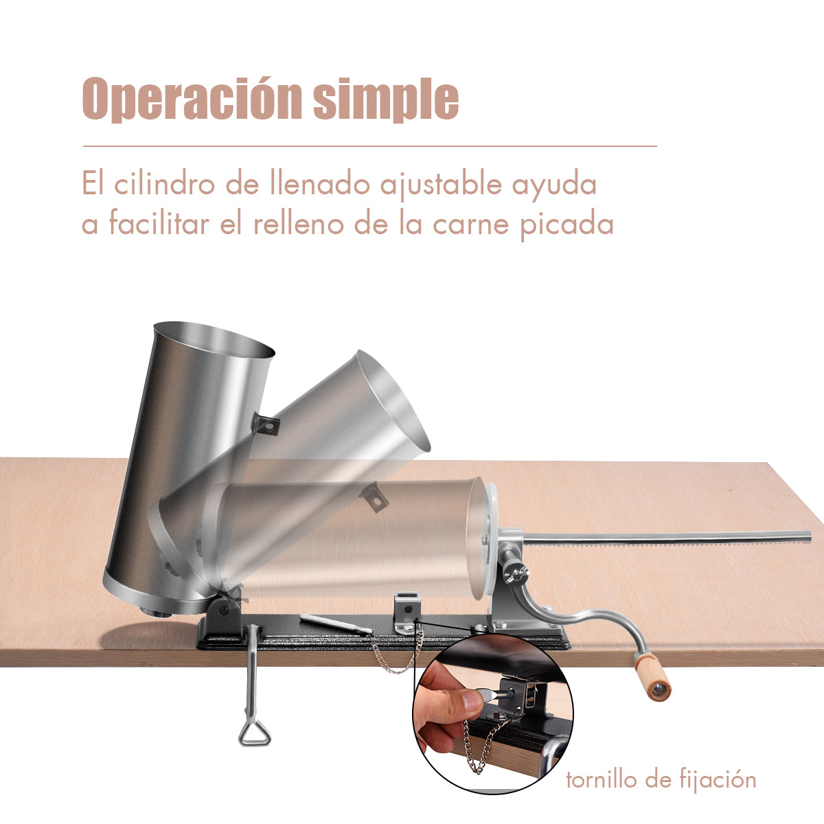 Embutidora manual, 3,6L, Embutidora de Salchichas, Máquina Picadora Relleno de Chorizo 4 Tubos de Llenado, Costway, 6