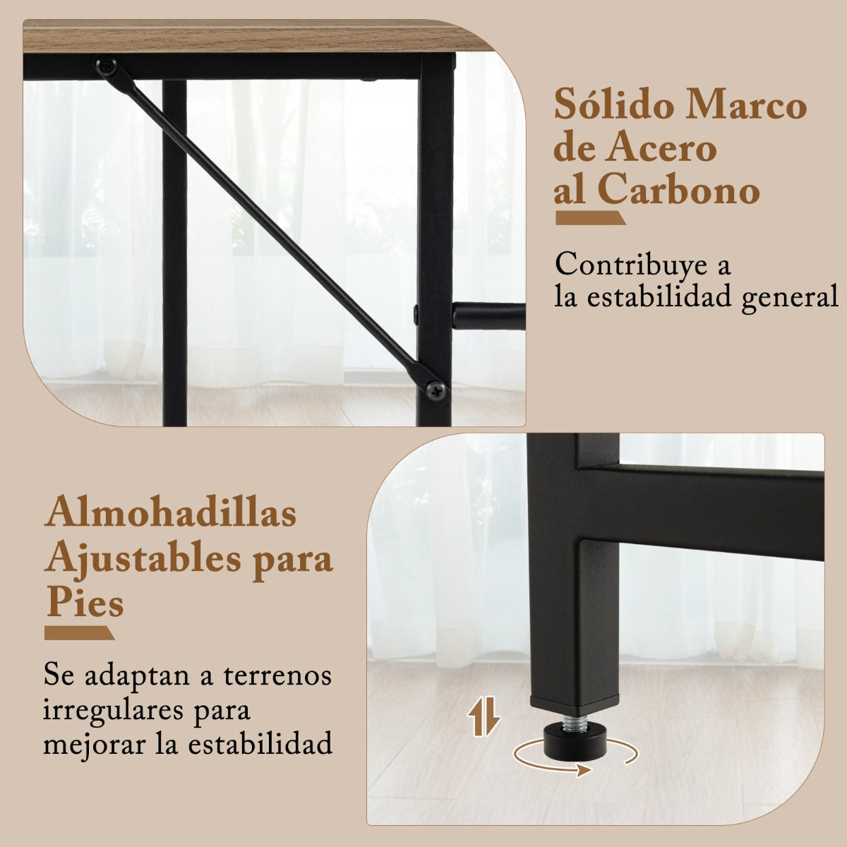 Escritorio Esquinero, Mesa Esquinera, Mesa de Ordenador, Mesa de Oficina, Estante de 2 Niveles, Natural, Costway, 8