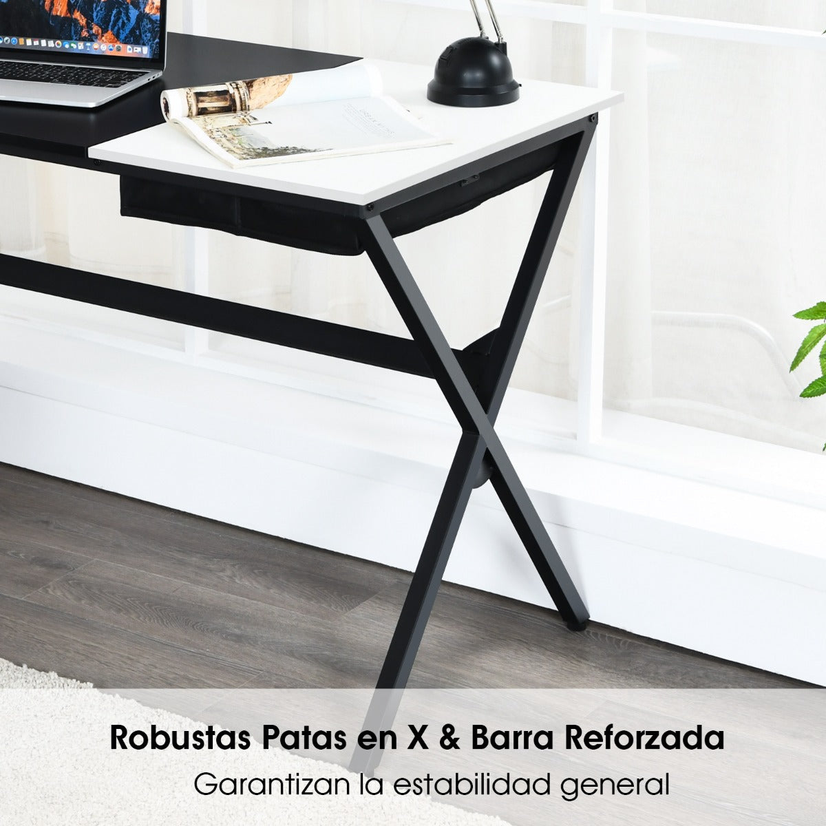 Mesa Escritorio, Mesa Estudio, Mesa de Oficina, Escritorio Pequeño, con Cajón de Cubos, Negro, Costway, 8