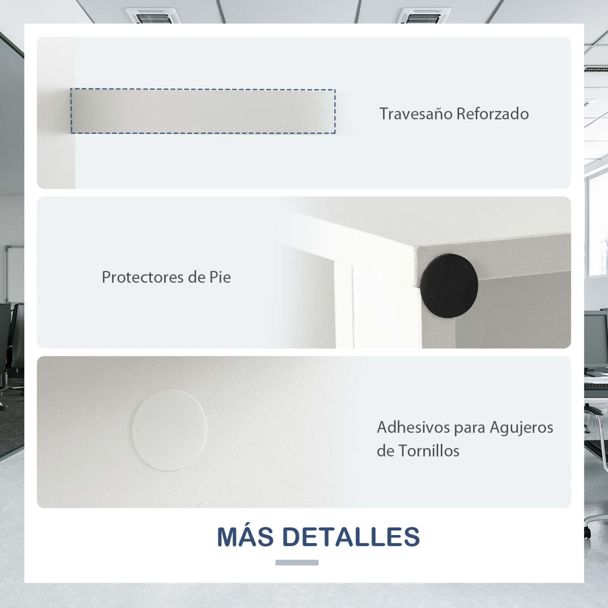 Escritorio con Cajones, Escritorio Pequeño, Mesa Estudio, Mesa Ordenador, con 4 Cajones, Blanco, Costway, 8