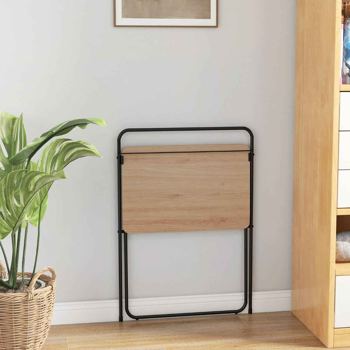 Escritorio Pequeño, Mesa Escritorio Plegable, Mesa Estudio, de 60 cm con Soporte, Natural, Costway, 5