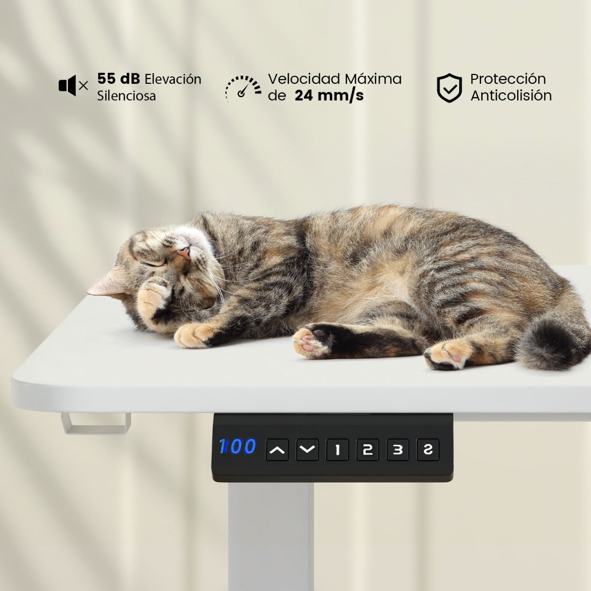 Escritorio Elevable, Mesa Regulable en Altura, 3 Configuraciones de Altura de Memoria Ajustable, Blanco, Costway, 8