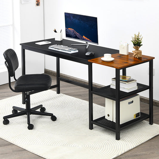 Mesa Escritorio, Mesa Ordenador, Mesa Estudio, Mesa Grande de Trabajo Estilo Industrial Negro, Costway, 2