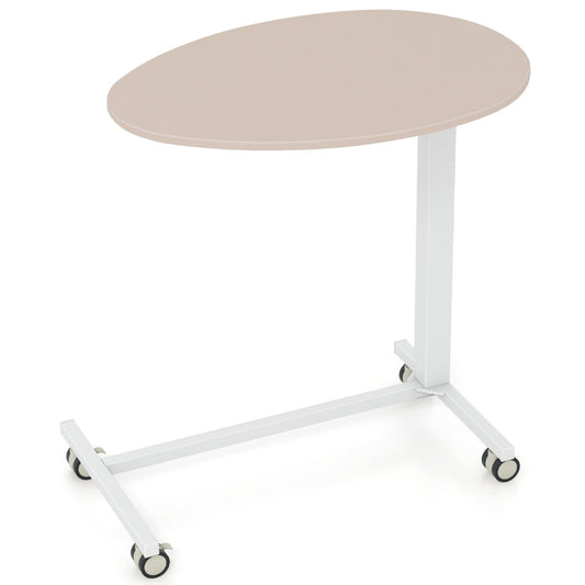 Escritorio Pequeño, Escritorio con Ruedas, Mesa Escritorio, Mesa Regulable en Altura, Rosa, Costway, 1